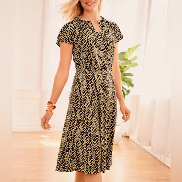 Talbots Black and Tan Midi Dress - Picture 1 of 5